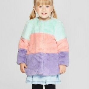 Girls fuzzy striped jacket